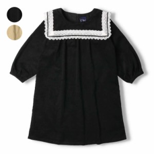 【再値下げ】【23秋冬SALE50%OFF価格】 crescent (クレセント) セーラー衿長袖ワンピース キッズ 女の子  N60304 CP