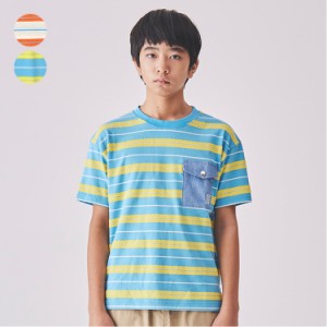 【24夏SALE30%OFF価格】Daddy Oh Daddy (ダディオダディ)日本製 立体ボーダーポケット付半袖Tシャツ140cm〜160cm V32827