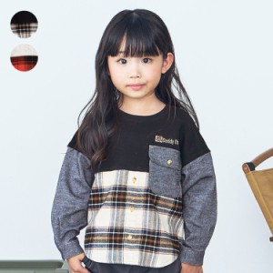 子供服 Daddy Oh Daddy (ダディオダディ) 播州織チェック切替裏毛シャツトレーナー 90cm〜130cm V52808