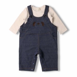 【再値下げ】【23秋冬SALE30%OFF価格】 kid´s zoo (キッズズー) デニム調ニットサロペ＆Ｔシャツセット ギフト プレゼント 出産祝い W60