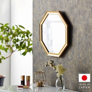 壁掛けミラー 鏡 壁掛け 八角形 アンティーク 軽量 姿見 玄関 日本製 壁掛け鏡 軽い 八角 リビング ミラー ウォール 壁面 取り付け 小さ