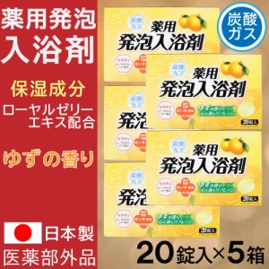 入浴剤 炭酸ガス 薬用発泡入浴剤 20錠入×5箱セット ゆずの香り