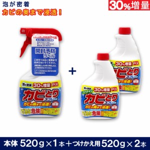 Pix カビとりクリーナー 泡 本体520g×1本 + つけかえ用520g×2本 セット 大容量 塩素系 浴室 カビ汚れ 日本製