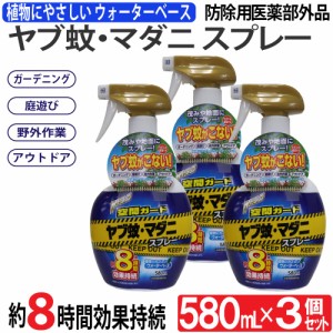 虫よけスプレー ヤブ蚊 マダニ ガーデニング アウトドア  Wトラップ 空間ガード 防除用 580ml 3個セット 医薬部外品