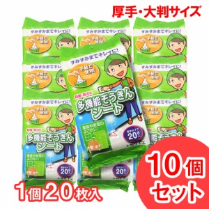 ウェットシート 厚手 大判 防菌 防カビ 掃除 ぞうきん 使い捨て 日本製 20枚入 10個セット 送料無料