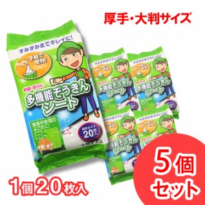 ウェットシート 厚手 大判 防菌 防カビ 掃除 ぞうきん 使い捨て 日本製 20枚入 5個セット