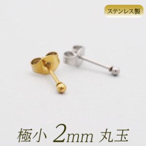 つけっぱなし ピアス ステンレス 極小 丸玉 2mm セカンドピアス 軸太 金属アレルギー 目立たない 錆びない サージカル