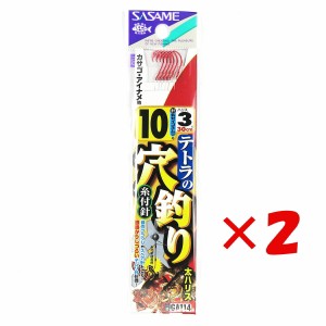 【 まとめ買い ×2個セット 】 「 釣り 針 SASAME ささめ針 テトラの穴釣り 赤糸付 針:10 ハリス:3 」