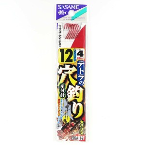 「 釣り 針 SASAME ささめ針 テトラの穴釣り 赤糸付 針:12 ハリス:4 」