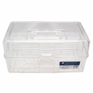 ■透明ポリカツールボックス 中皿無しシンプルタイプ NS-TBPC-01 道具箱 パーツケース 