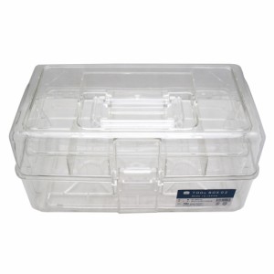 ■透明ポリカツールボックス 取り外し式中皿2段タイプ NS-TBPC-02 道具箱 パーツケース 