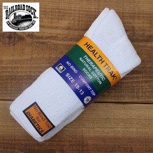 (長期欠品中につき、入荷次第の予約販売)レイルロードソック HEALTH TRAK 2PACK SOCKS ”DIABETIC” ホワイト 24cm〜30cm USA ソックス 