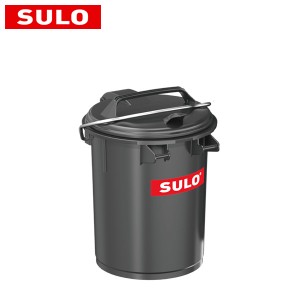 ドイツ製 『SULO』 35L グレー（スミクロっぽい色） 屋内外兼用ゴミ箱 アルミロックハンドル付インダストリアル ガレージ テラス ヘビー