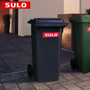 ドイツ製 『SULO』 120L (キャスター付き) 屋内外兼用ゴミ箱 グレー（スミクロっぽい色） インダストリアル ガレージ テラス 高耐久 ヘビ