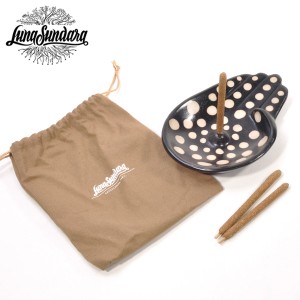 Luna Sundara お香立て 手形モチーフ（ポルカドット／ブラック）パロサント香3本付き Incense Holder（Modelo Mano） POLKADOT/BLK 【L-A