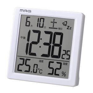 MAG 目覚まし時計 非電波 ホワイト T-726WH-Z デジタル カッシーニ 温度 湿度 カレンダー表示 マグ