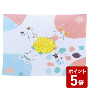 山田繊維 むす美 風呂敷 中巾 どうぶつコチャエ ネコピンク/ブルー 48cm 20473-101