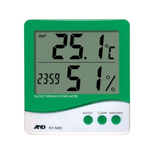 時計付き内外温度・湿度計 A＆D AD5682-8503