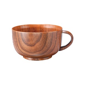 若兆 スープカップ 320ml 木製 大 漆 WK-R01 天然木 持ち手付き 食器 Wakacho