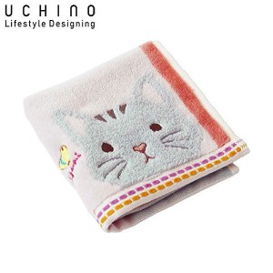 UCHINO もちぷに タオルハンカチ ピンク ネコ 9003V017 P 内野