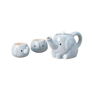 サンアート かわいい食器 ポット＆カップ ティーセット 約600mL ぞう親子 SAN3751 グレー