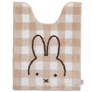 センコー ミッフィー miffy チェックライン ロングトイレマット ベージュ 66984 D2308