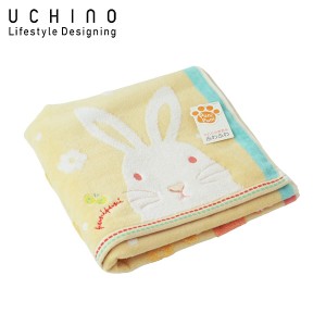 UCHINO バスタオル オレンジ ウサギ 約60×120cm もちぷに 9018B704 OR 内野