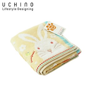 UCHINO フェイスタオル オレンジ ウサギ 約34×75cm もちぷに 9006F704 OR 内野