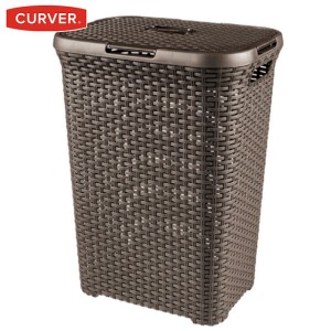 CURVER スタイル ランドリーふた付きバスケット 60L ブラウン CV-053 カーバー 収納