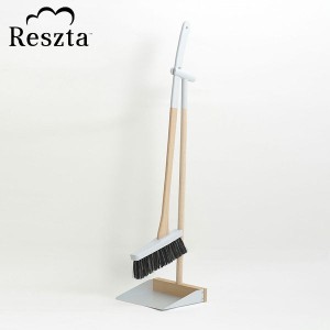 Reszta(レシュタ) スタンドブルーム セット グレー RE-302GY ほうき ちりとり 北欧 天然木 掃除 イデアポート(Idea Port) 