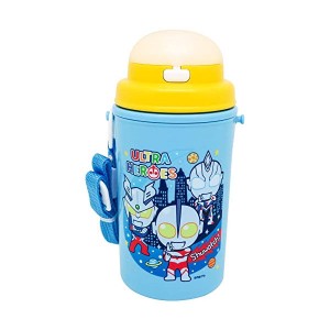 OSK 水筒 ウルトラヒーローズ ストロー付水筒 450mL 日本製 ショルダーベルト付 保冷 ロック付 ワンタッチオープン 男女兼用 子供用 小学