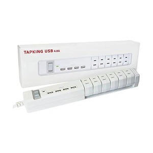 Fargo TAPKING 電源タップ 4.8A USB4ポート急速充電 AC6口 回転式 3方向 配線 木目調 ホワイト PT605WH ファーゴ