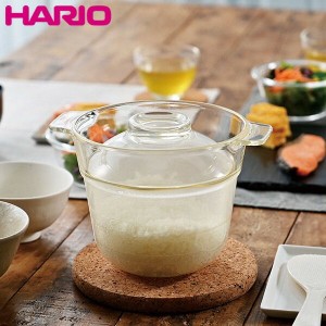 HARIO 一膳屋 「中身が見える」 耐熱ガラス製 電子レンジ用炊飯器 XRCP-1 ハリオ D2308