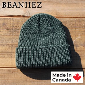 (長期欠品中につき、入荷次第の予約販売)Beaniiez 『Accent Acrylic』 Alpine Green カナダ製 ショートビーニー ニットキャップ アクリル