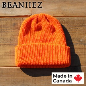 Beaniiez 『Accent Acrylic』 Safety Orange カナダ製 ショートビーニー ニットキャップ アクリル ユニセックス 洗濯可