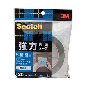 3M 両面テープ 強力 外壁面用 幅20mm 長さ4m スコッチ KB-20R セミロング コンクリート ブロック べニア板 スリーエム D2305