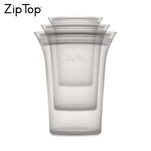 ZipTop カップ3点セット グレー ジップトップ フードバッグ 保存容器 シリコン 密閉 再利用 CODE：05037562 D2308))