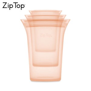 ZipTop カップ3点セット ピーチ ジップトップ フードバッグ 保存容器 シリコン 密閉 再利用 CODE：05039864 D2308