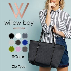 ウィローベイ Willow Bay 大容量 バッグ ポーチ付 ジップタイプ ファスナー ネオプレン ネオプレーン トートバッグ ビーチバッグ 旅行 マ