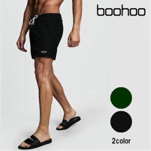 ブーフー 水着 boohoo Original MAN Mid Length Swim Short BLACK ブラック 海パン スイムウェア サーフパンツ ショーツ パンツ メンズ 