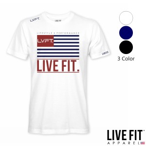 リブフィット LIVE FIT LVFT FLAG TEE Tシャツ 半袖 トップス メンズ 筋トレ ジム ウエア スポーツ 正規品[衣類]