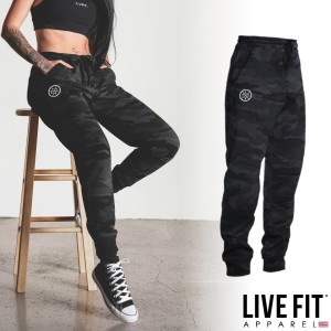 リブフィット LIVE FIT BLACK CAMO JOGGERS ジョガーパンツ スウェットパンツ ブラックカモ 黒 迷彩 パンツ メンズ レディース ユニセッ