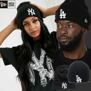 ニューエラ New Era ニット帽 ロゴ 帽子 NY LA beanie in black ブラック 黒 キャップ アクセサリー 正規品[ぼうし]