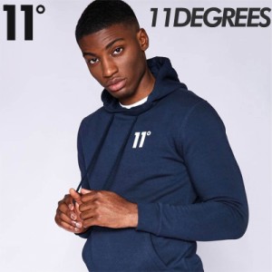 イレブンディグリーズ 11Degrees パーカー Core Pullover Hoodie ネイビー スウェット プルオーバー ロゴ メンズ イギリス[衣類]