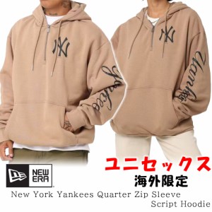 ニューエラ NEW ERA 海外限定モデル ペアルック パーカー スウェット ロゴ ハーフジップ New York Yankees Sleeve Script Hoodie ロサン