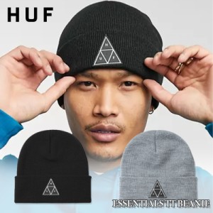 ハフ ニット帽 HUF ビーニー ESSENTIALS TT BEANIE ブラック グレー 帽子 ロゴ メンズ レディース スケーター スケートボード 正規品 BN0