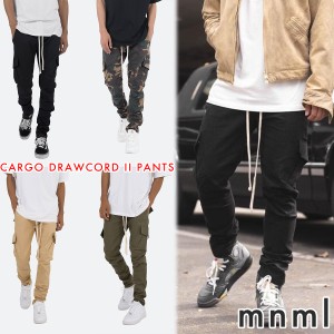 MNML ミニマル カーゴパンツ ブラック CARGO DRAWCORD II PANTS スリム テーパード 韓国 ファッション メンズ [衣類] ユ00582