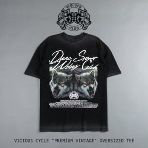 ダルクスポーツ Tシャツ 半袖 DarcSport オーバーサイズ VICIOUS CYCLE ”PREMIUM VINTAGE” OVERSIZED TEE ブラック 黒 トップス フィジ