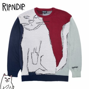 リップンディップ ニット RIPNDIP スウェット Nermhol Knit Sweater マルチカラー トップス ネコ 猫 スケーター ストリート メンズ ユニ