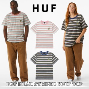 ハフ Tシャツ 半袖 HUF POT HEAD STRIPED KNIT TOP ニット ストライプ ボーダー トップス スケーター ストリート系 スケートボード 人気 